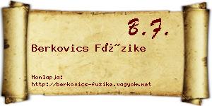 Berkovics Füzike névjegykártya